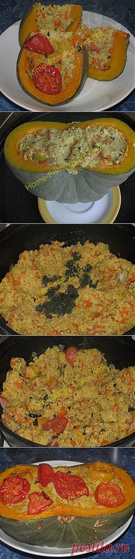 Кулинарные рецепты Тыква, фаршированная кашей - пошаговый фпторецепт - каша в тыкве