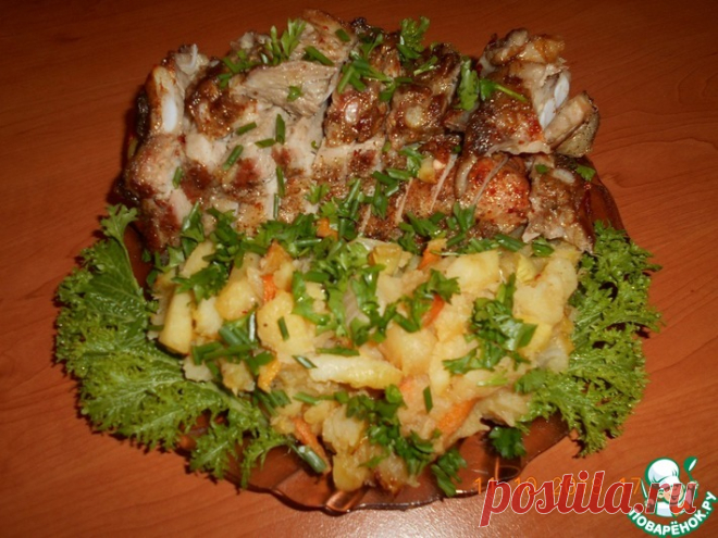 Грудинка с овощами, запеченная в духовке Кулинарный рецепт