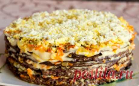 Праздник для живота: Печеночный торт из куриной печени с грибами и морковью. Ингредиенты — Печень куриная 1 кг. — Яйцо куриное 4 шт. — Молоко 100 мл. — Соль пищевая по вкусу — Перец душистый молотый по вкусу — Мука...