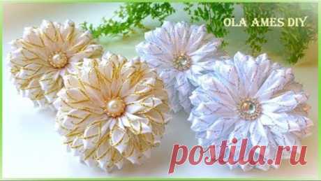 Канзаши/Цветы из узких лент/Narrow Ribbon Flowers/Flor de fita/Ola ameS DIY
