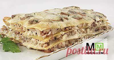 Лазанья с курицей и грибами - кулинарный рецепт. Миллион Меню