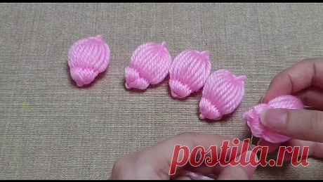 Делаем красивый цветок из пряжи!