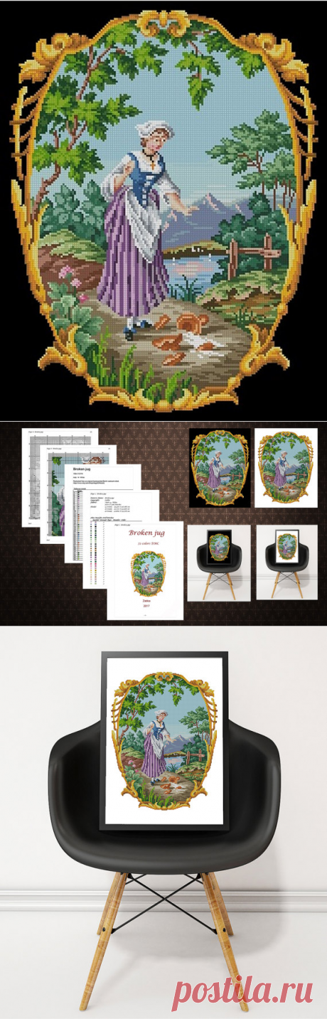 Broken jug vintage cross stitch pattern Digital от MagicOfNeedle