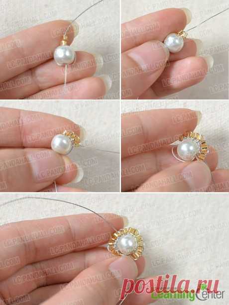 How to Make a Beaded Flower Statement Necklace Pattern with Pearl Beads - Pandahall.com