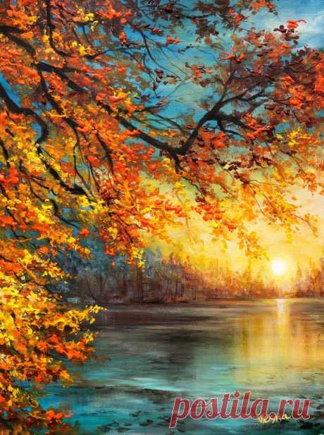 $250 · “Fall Treasures” - 16”x12”x0.5” Acrylic on Canvas - https://etsy.me/34qbnXK