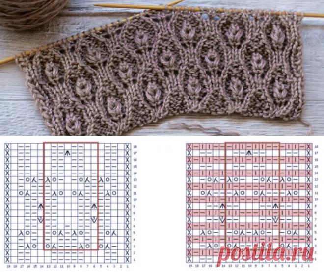 Растительные узоры спицами со схемами для вашей копилочки: 18 интересных вариантов | Вяжем вместе! | Дзен