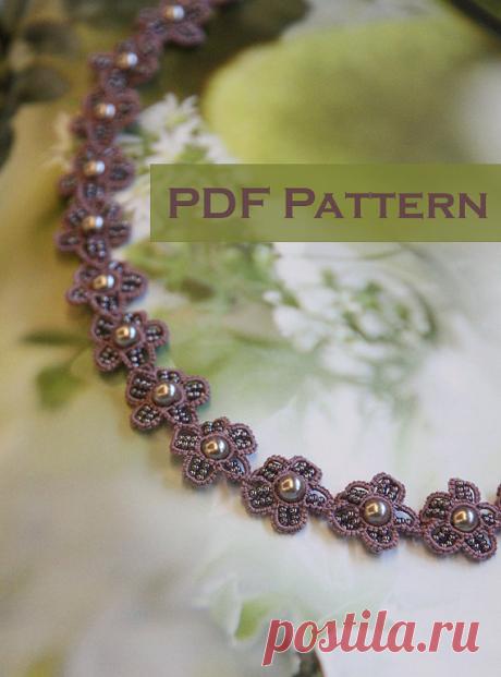 Tatting lace hair band / bracelet pdf pattern Flora от TheKimAndI