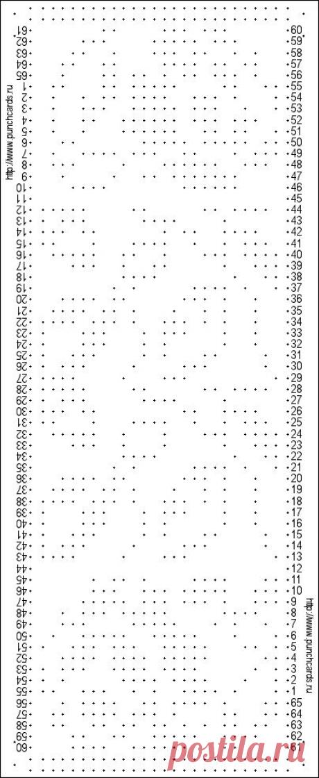 Просмотр рисунка перфокарты с раппортом 24 петли, пересчёт на две фонтуры, печать перфокарты