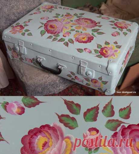 Роспись чемодана акриловыми красками