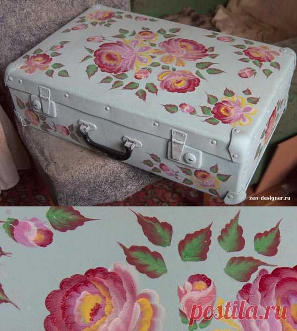 Роспись чемодана акриловыми красками