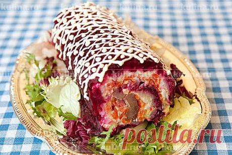 Салат &quot;Селедка под шубой&quot; рулетом - рецепт приготовления с фото