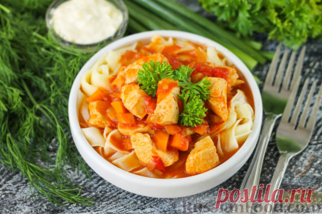 Рецепт: Лагман с курицей на RussianFood.com