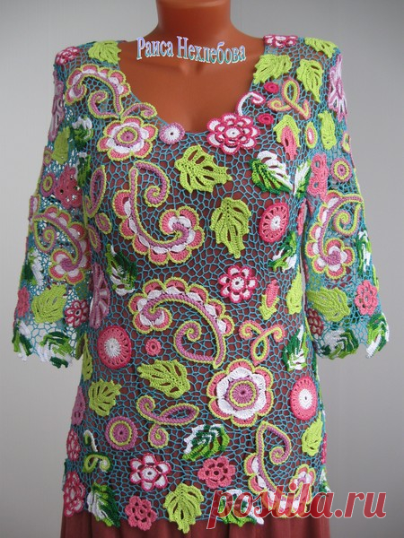 Туника Флокус нежный - ирландка – Вязание крючком и спицами, пользователь Раиса Нехлебова | Группы Мой Мир