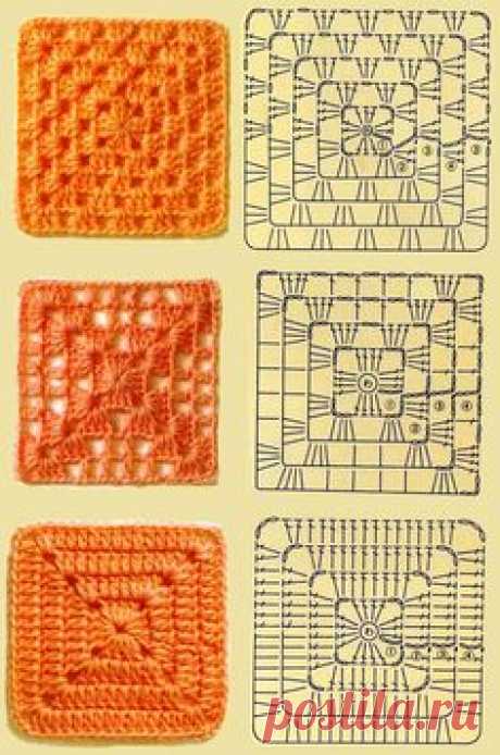 instructions for all kinds of crochet granny squares and lacework! | Granny Squares | Квадраты, Бабушка, Вяжущая Крючком и Лоскутное Вязание