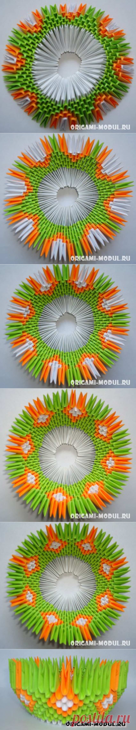 Бумажная корзинка из модулей оригами