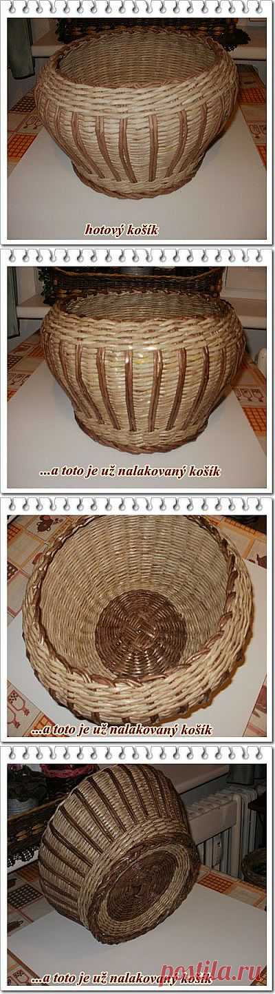 Плетение корзины из газет
