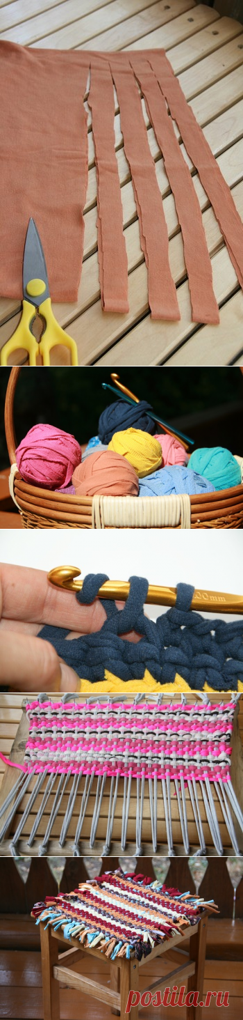 Как сделать ковер своими руками - из пряжи и старых вещей - мастер класс от