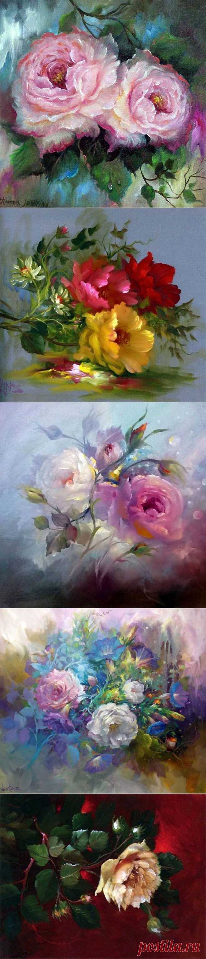 На лепестках цветов написано посланье такою тонкою изысканною вязьюGary and Kathwren Jenkins.