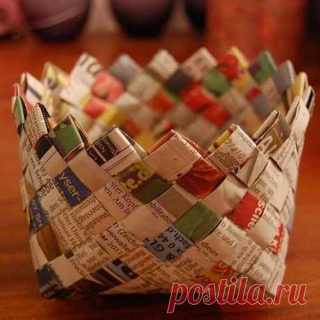 Корзинка из газеты