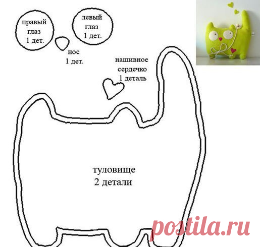 Выкройки для игрушек котик из флиса