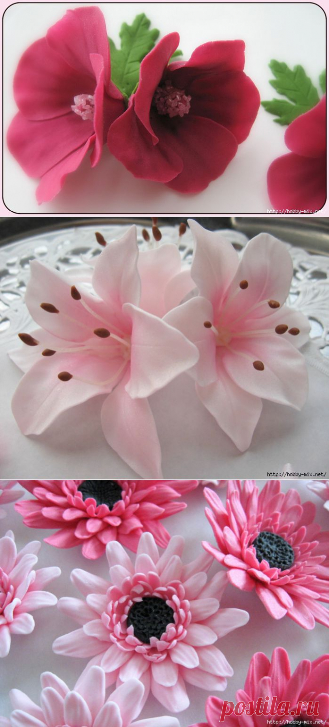 Лепка. Шикарные цветы из сахарной мастики для украшения тортов. Фото мастер- классы- много