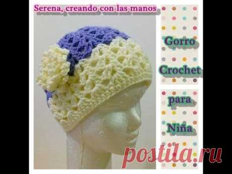 Como tejer gorro crochet ganchillo para niña con flor