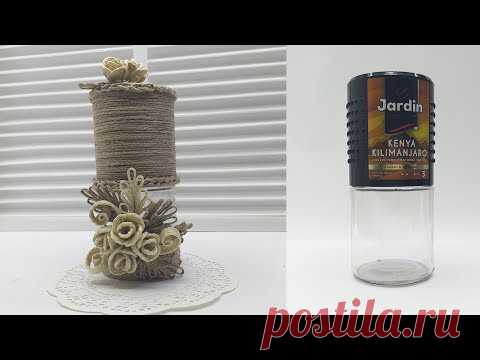 НЕ ВЫБРАСЫВАЙТЕ БАНКИ ИЗ ПОД КОФЕ - Красивый декор для дома из джута | Jute craft ideas - YouTube