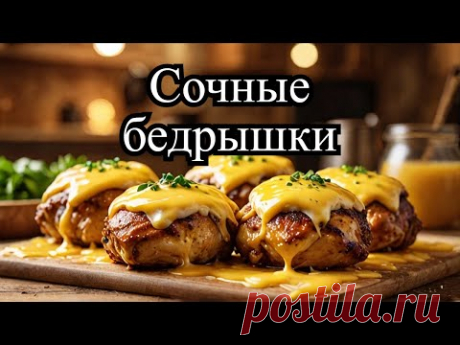 Сочные куриные бедрышки с сыром и зеленью запечённые в духовке