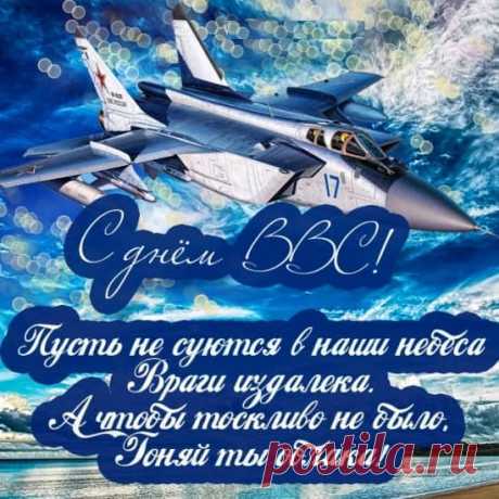 Тех, кто мужественно, смело,
Небо ловко бороздил.
От души я поздравляю,
С Днем Военно-воздушных сил.