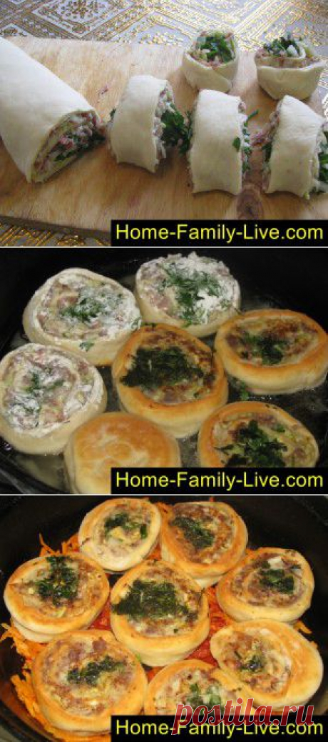 Гусарики - пошаговый фоторецепт - рулет из теста с мясным фаршем в соу