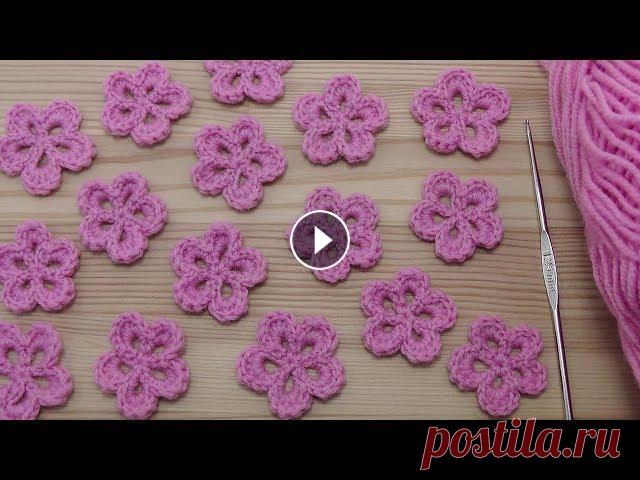 Вязание простого ЦВЕТКА - урок вязания для начинающих - Lesson crochet flowers Как связать маленькие цветочки для ирландского кружева. Вязание крючком для новичков. Как научиться вязать крючком цветы.Спасибо за подписку на мой ка...