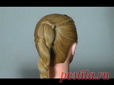 Прическа с плетением для школы. Easy hairstyle for school for long hair - YouTube