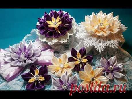 Ribbon flowers:kanzashi from narrow ribbons/Цветы из лент: канзаши из узких лент.МК