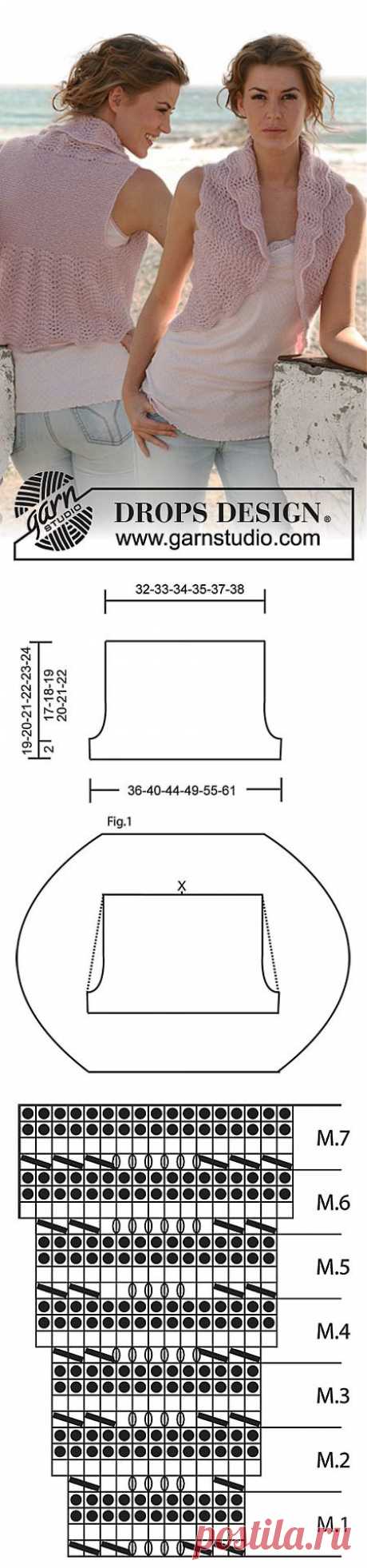 DROPS 127-38 – Жилет с волнистым узором – Схемы крючком и спицами, онлайн-перевод моделей для вязания