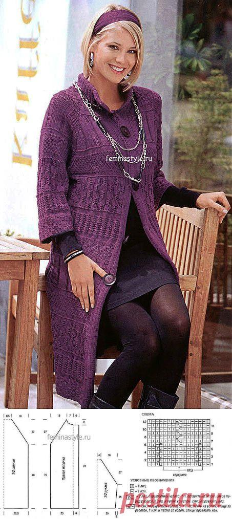 Вязание спицами пальто с миксом узоров / Рукоделие / Домоводство / Женские секреты / Женский стиль