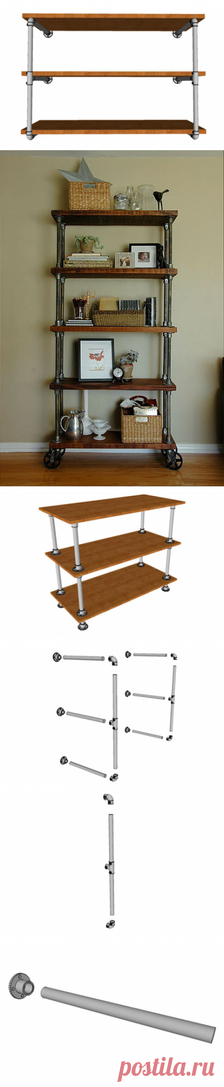 5 самых популярных вариантов полок и стеллажей из труб