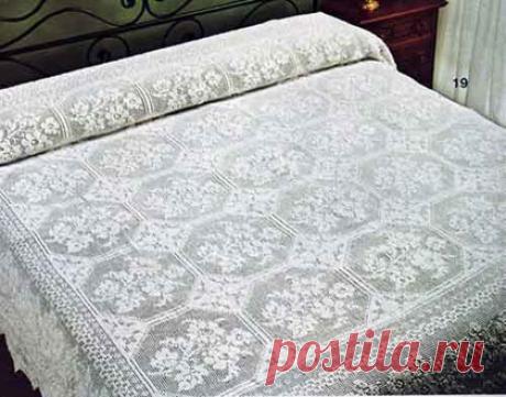 Цветочное покрывало крючком Схема вязания крючком покрывала с цветочным узором