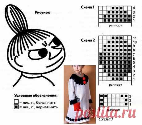 Очаровательное платье для девочки-подростка
#knitting #вяжем_детям #интарсия