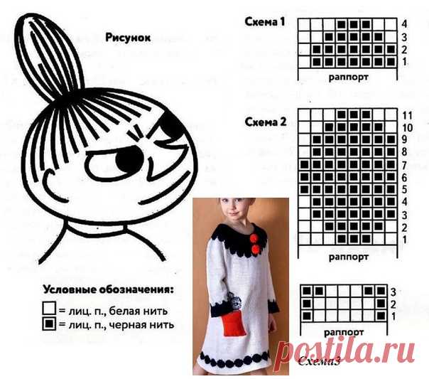 Очаровательное платье для девочки-подростка
#knitting #вяжем_детям #интарсия