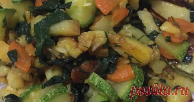 Картофель жаренный с кабачком и шпинатом Автор рецепта Лотник Татьяна - Cookpad