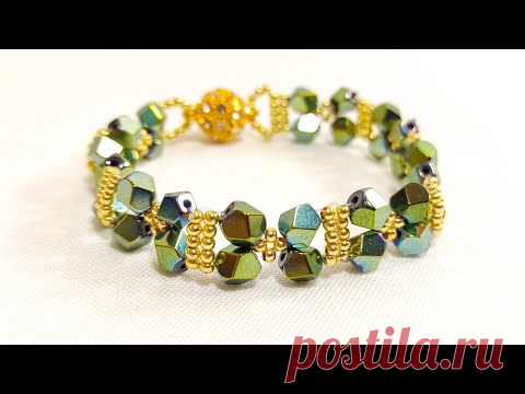 Нарядный браслет из бисера и бусин /PandaHallSelected / Beaded bracelet TUTORIAL