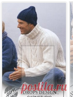 Схема вязания Пуловер мужской и шапка: На море DROPS 85-23 To the Sea