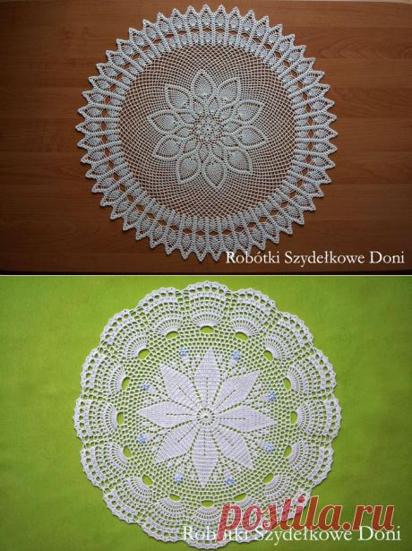Круглые салфетки крючком. Две схемы.