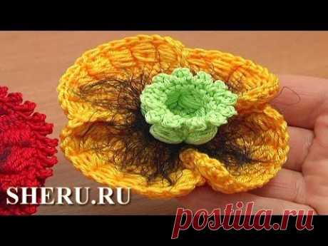 Урок How To Make Poppy Flower Tutorial 68 часть 2 из 3 Цветы вязаные крючком