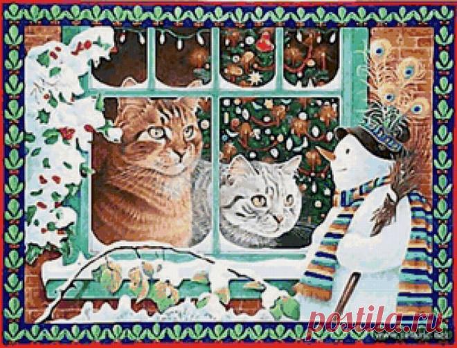 Новогодние котэ в живописи