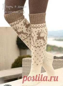 Шапка и гольфы с оленями