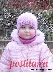 Шапочка весенняя  Размер: 52 Пряжа: 100 % Polyacryl (130 м / 50 г) Спицы: № 1,5; № 2,5   На спицы № 1,5 набрать 100 петель. Первые 2,5 см првязать резинкой 1...