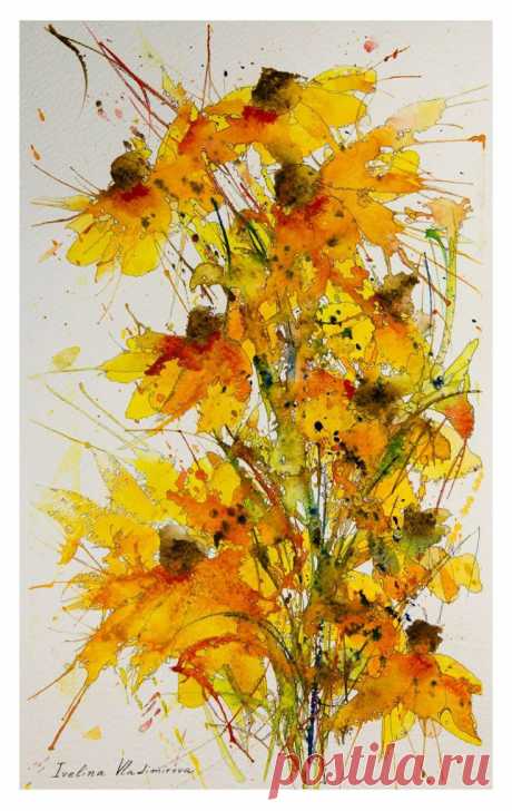 Ivelina Vladimirova - Rudbeckia Hirta | Watercolor Art