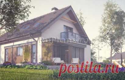 Дом с мансардой в традиционном стиле, также для узкого участка. Rz3684z (z302) (Зеркальная версия)