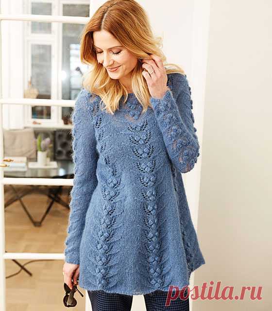 Теплые расклешенные туники спицами из мохера – 3 схемы вязания с описанием